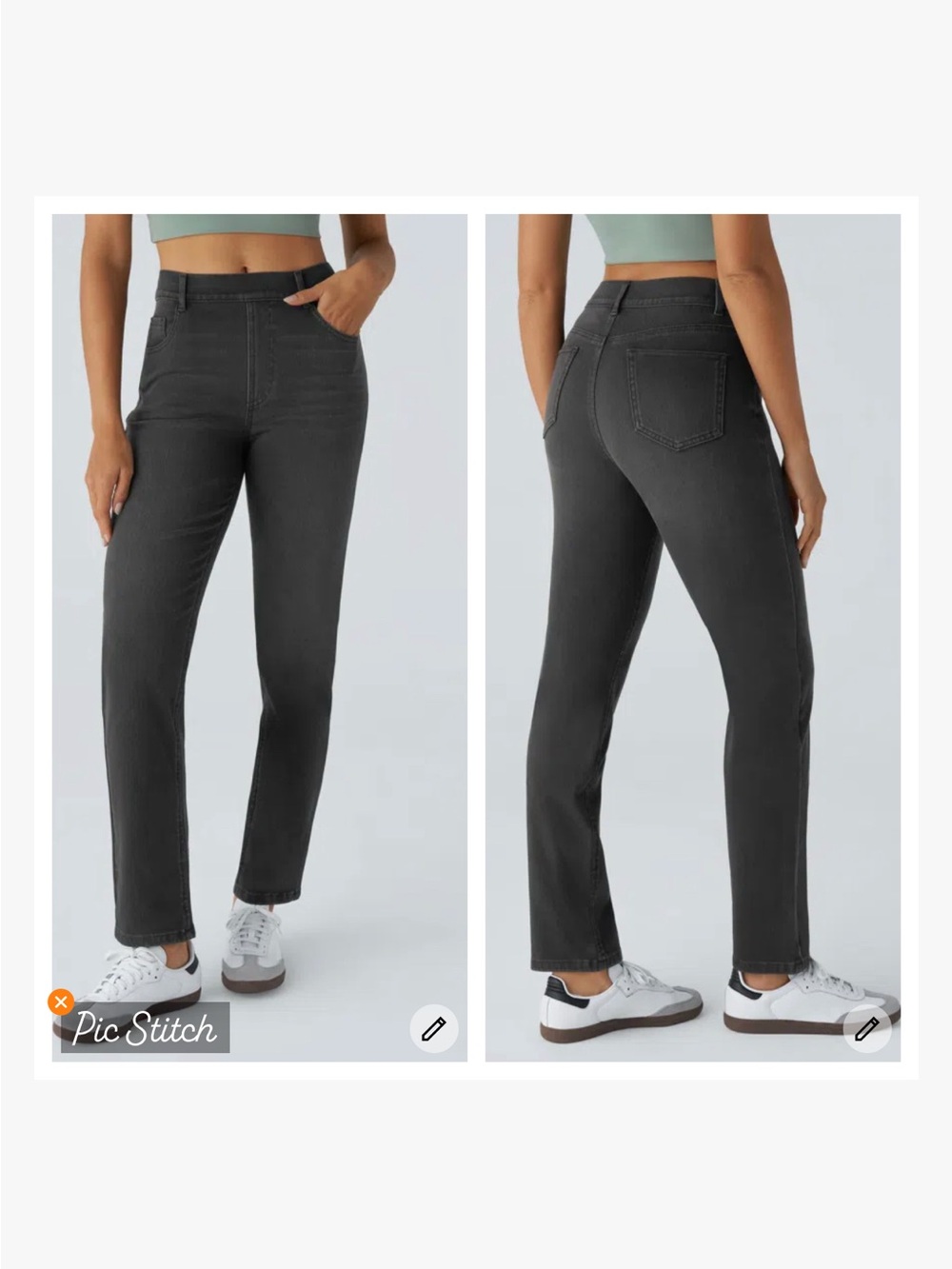 Halara Flex Denim High Waisted Straight Leg Jeans Washed Black